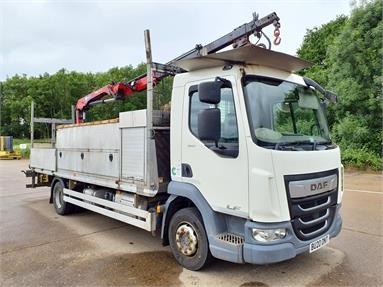 DAF LF180 4X2 DAY 12 TON POLE ERECTION UNIT WITH REAR CRANE & AUGER 3 Seats Alloy Body Day cab Air Susp 18ft Diesel - WHITE - BU20ONT - 2 Door Specialist Body / Unit