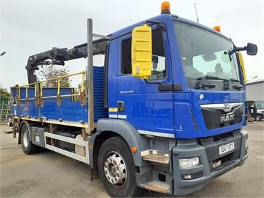 MAN TGM 18.250 4X2 DAY EURO 6 DROPSIDE REAR CRANE 2 Seats Alloy Body Day cab Steel Susp 18ft Diesel - BLUE - DG67OTT - 2 Door Dropside Body