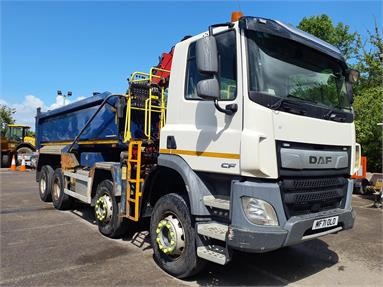 DAF CF450 8X4 DAY EURO 6 TIPPER GRAB 2 Seats Steel Body Day cab Steel Susp 19.5ft Diesel - WHITE AND BLUE - MF71OLO - 2 Door Tipper Body