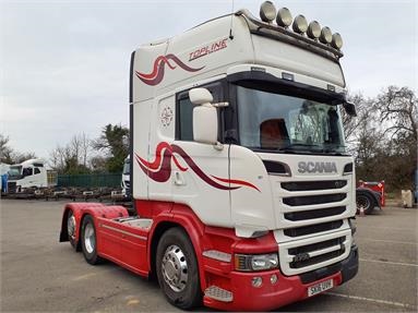SCANIA R730 6X2 REAR-LIFT TOPLINE EURO 6 TRACTOR UNIT 2 Seats Sleep Cab Air Susp Diesel - WHITE - SK16UVH - 2 Door Tractor Unit