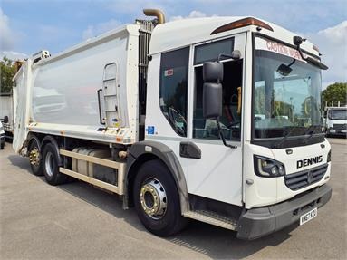 DENNIS ELITE 6 W2628 6X2 CREW EURO 6 REFUSE TRUCK 4 Seats Double Cab Air Susp 22ft Diesel - WHITE - VN67KZU - 2 Door Refuse Vehicle